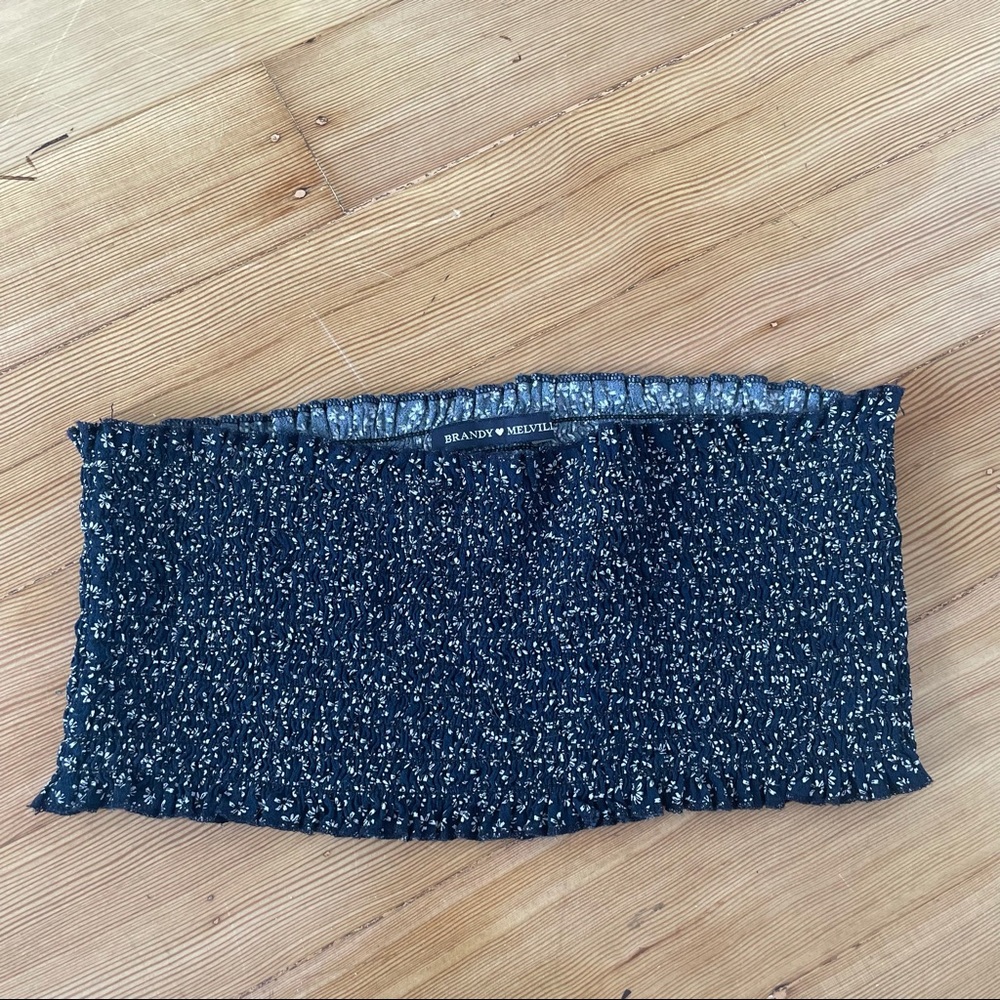Brandy melville navy blue smocked bandeau top